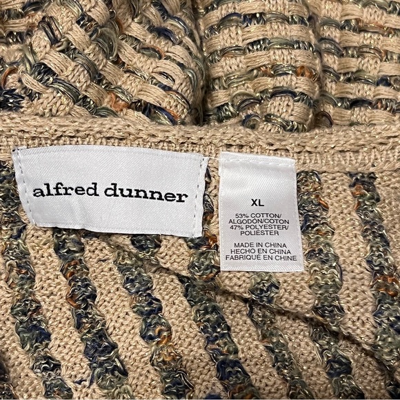 Alfred Dunner Dressy Open Cardigan Gold Metallic Sweater Long Sleeve Size XL - Picture 7 of 10
